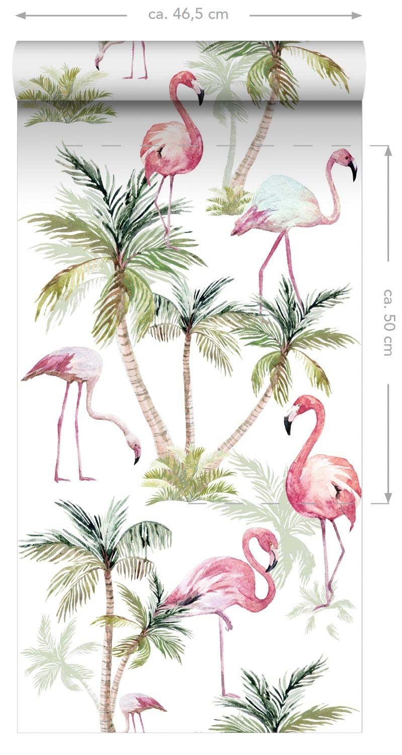 Flamingo Tapete XXL botanisch rosa Vlies 158844
