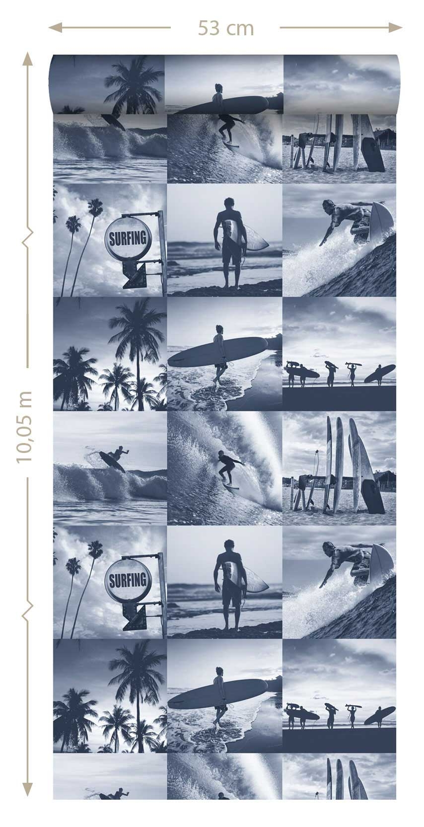 Surfer Tapete Fotomotiv dunkelblau Vlies 138954