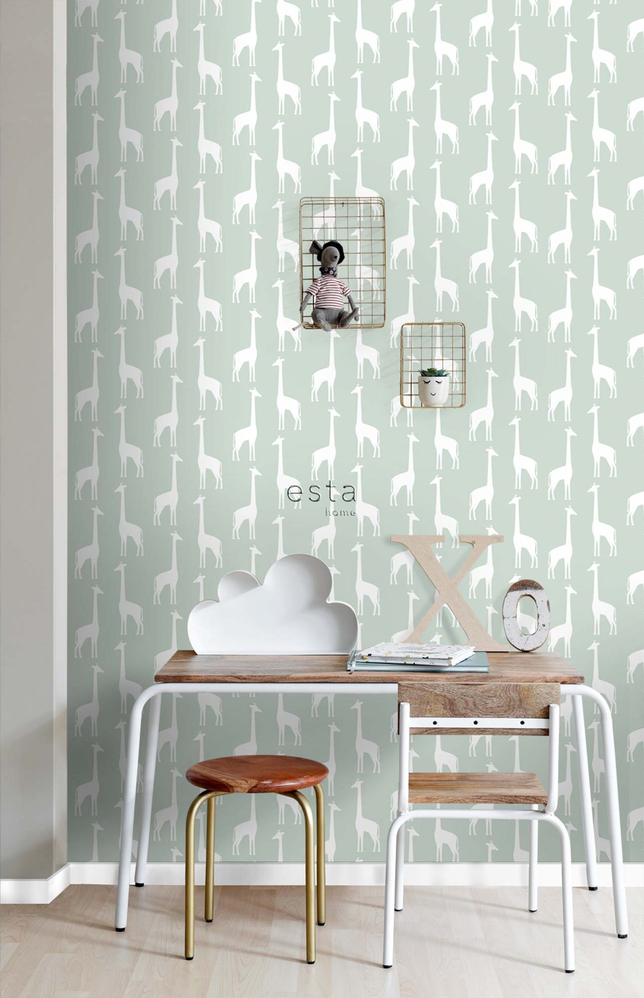 Giraffen Tapete Skandi mintgrün Vlies 139058