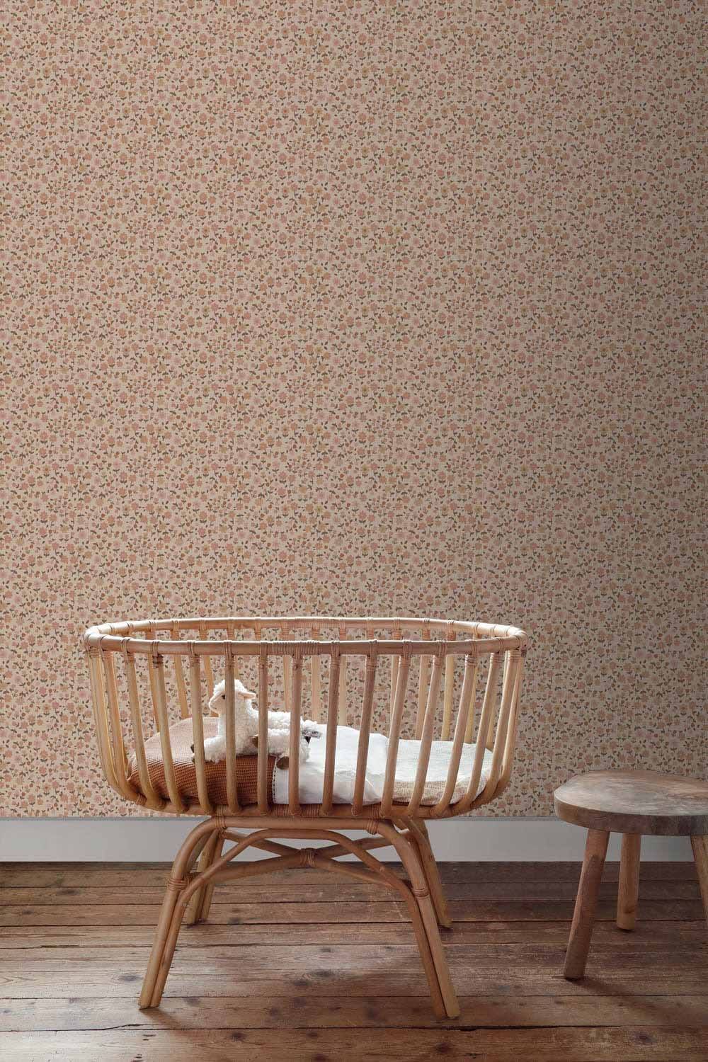 Scandi Blümchentapete Tulpen Streublümchen beige Naturtöne