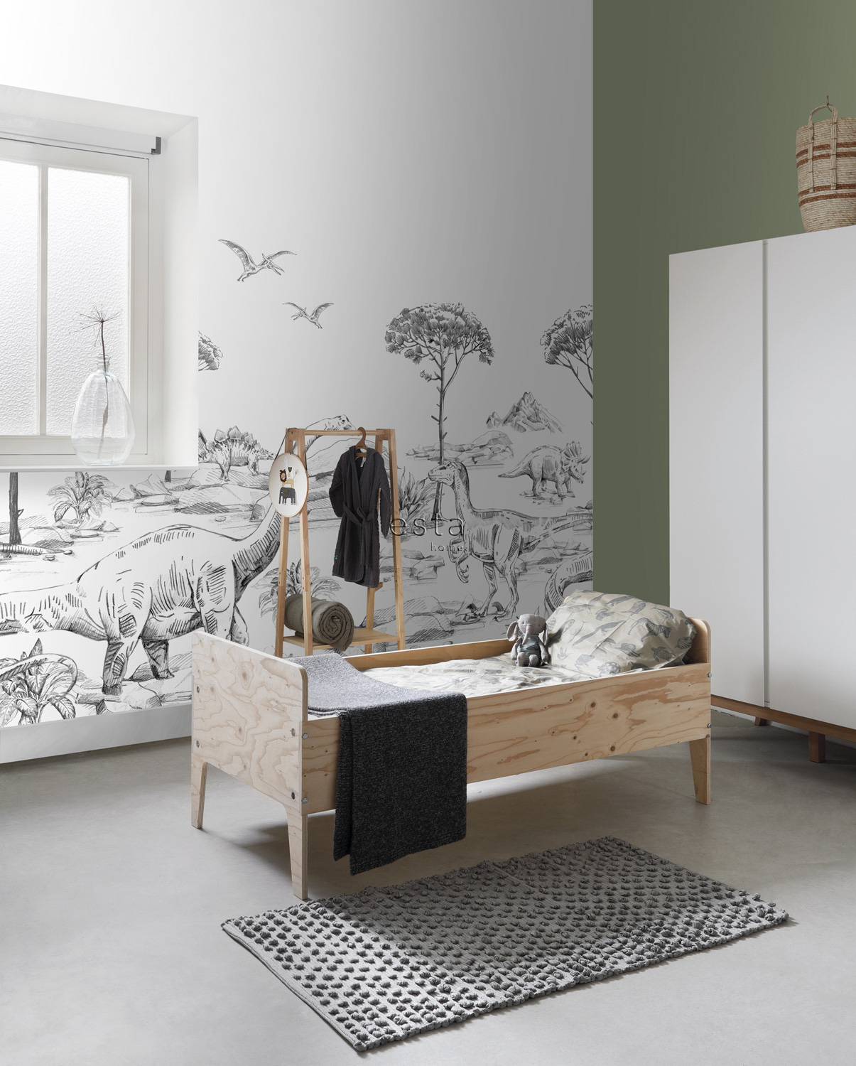 Dino Wandbild schwarz weiß 300 x 279 cm 159063