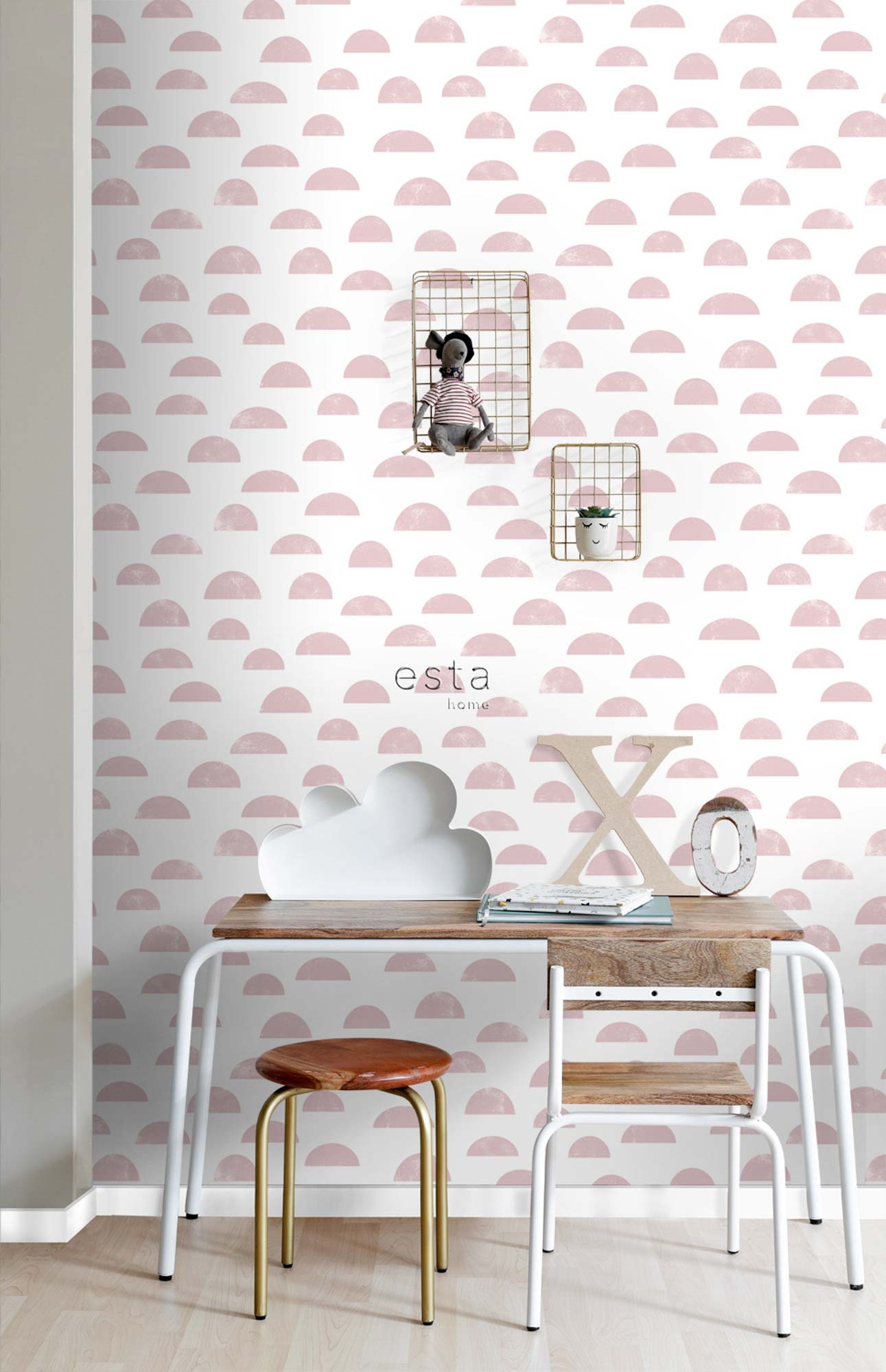 Grafische Tapete Skandi rosa weiß Vlies 139065