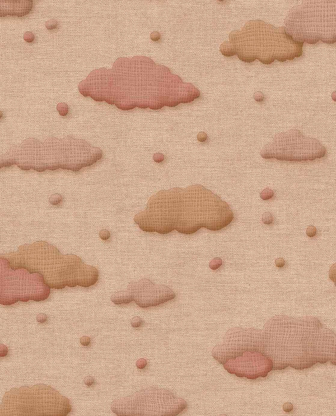 Tapete Süße Wolkentapete mit kleinen Punkten Leinenoptik creme