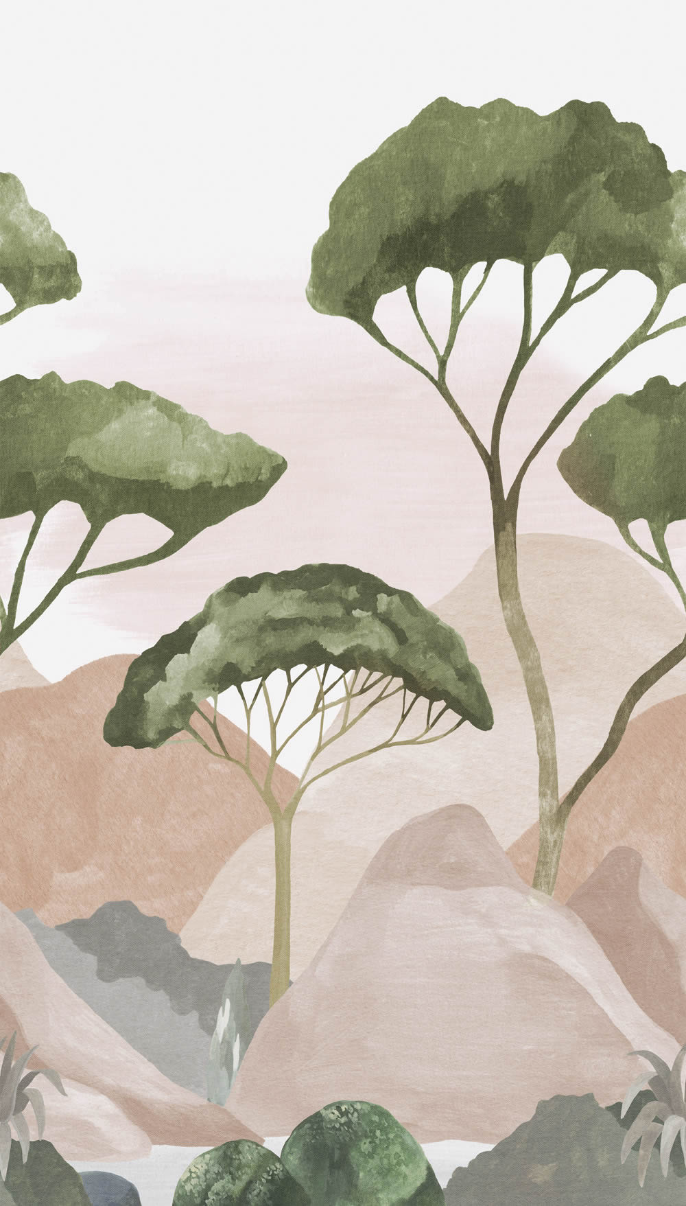 Wandbild 1,59 x 2,80 m Hügellandschaft Waldtapete Berge A77401