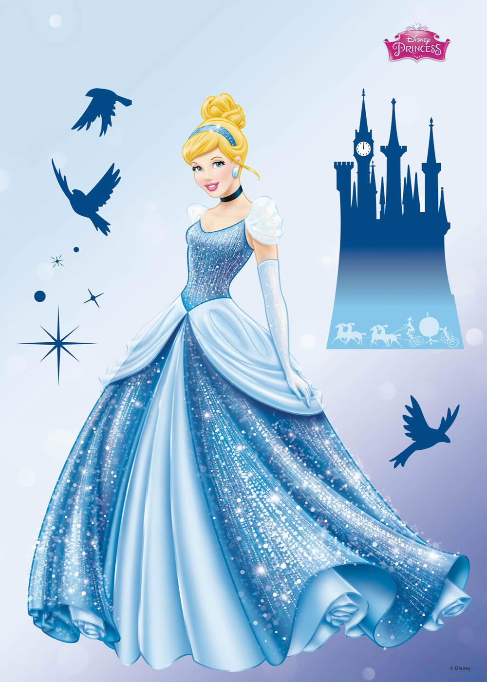 Wandsticker selbstklebend Cinderella Disney Princess blau