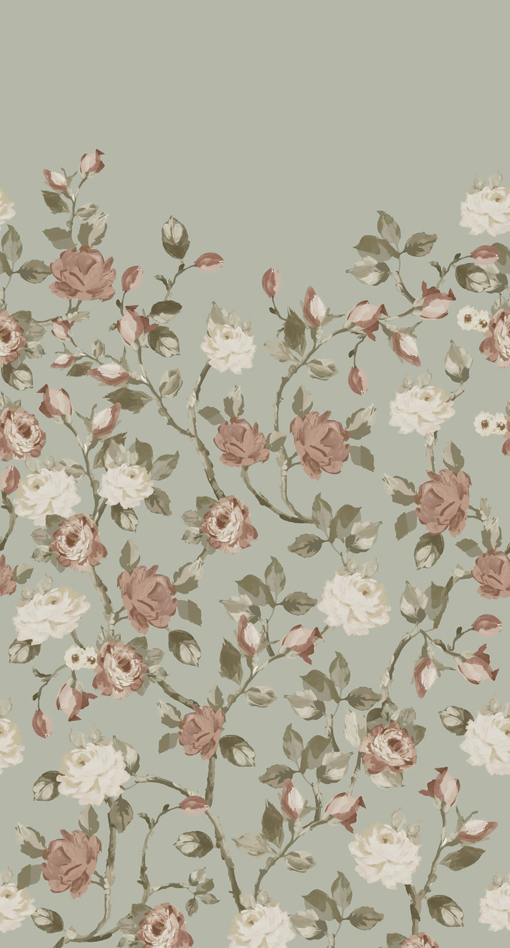 Wandbild romantische Blumen grün 150 x 279 cm 159213