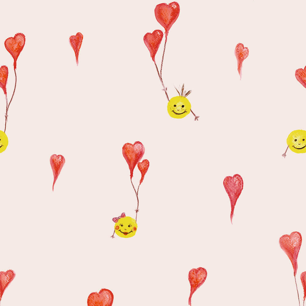 Smiley non-woven wallpaper laughing heart Hohenberger red yellow 27557-HTM