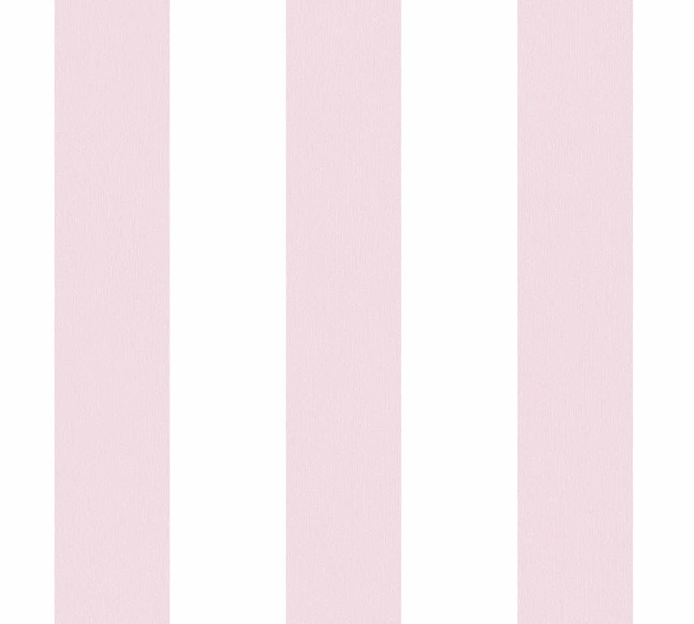 white and pink non-woven wallpaper stripes Little Love AS Creation 381482