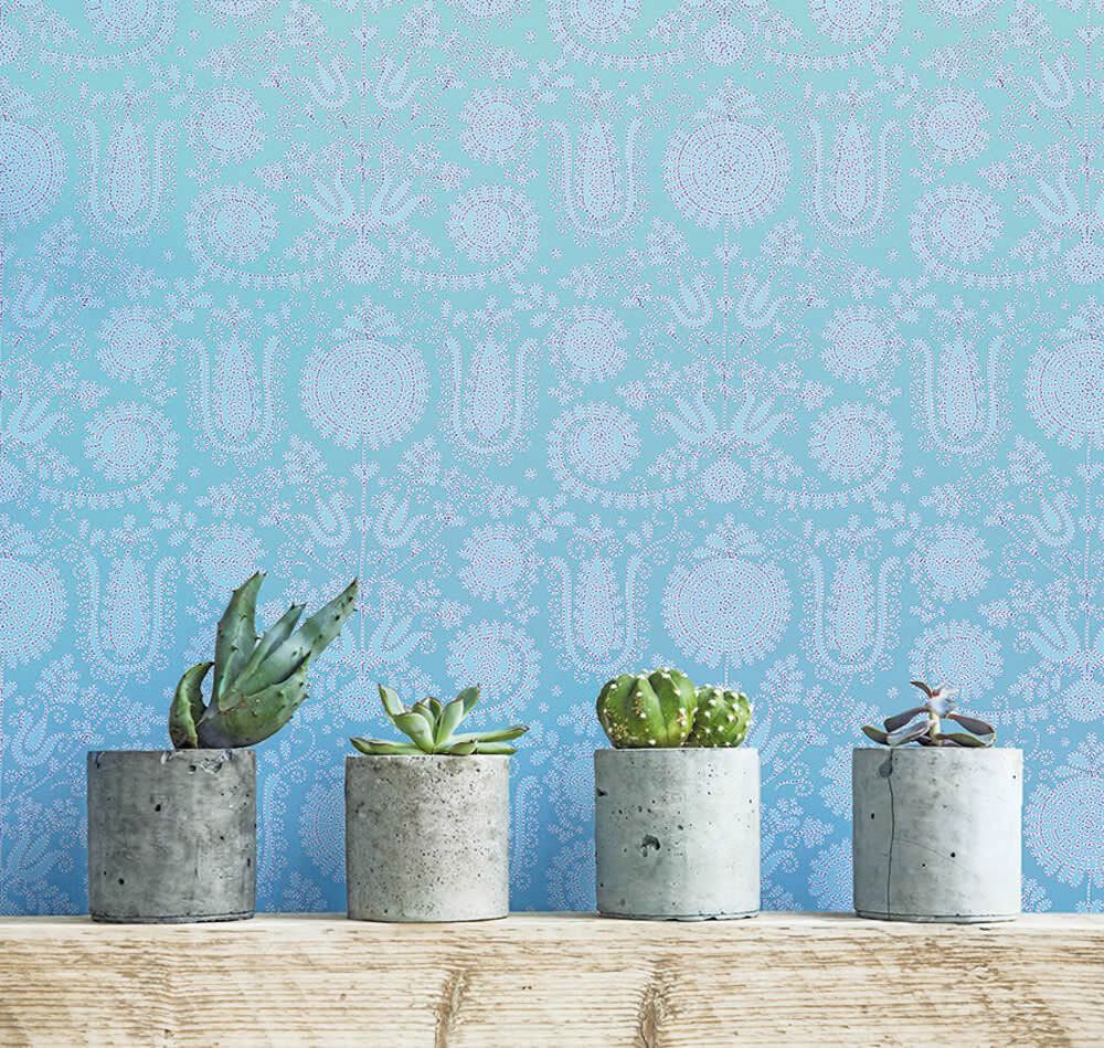 Wandbild Dunkel-Blau Verzierungen Blumen-65-TD4075