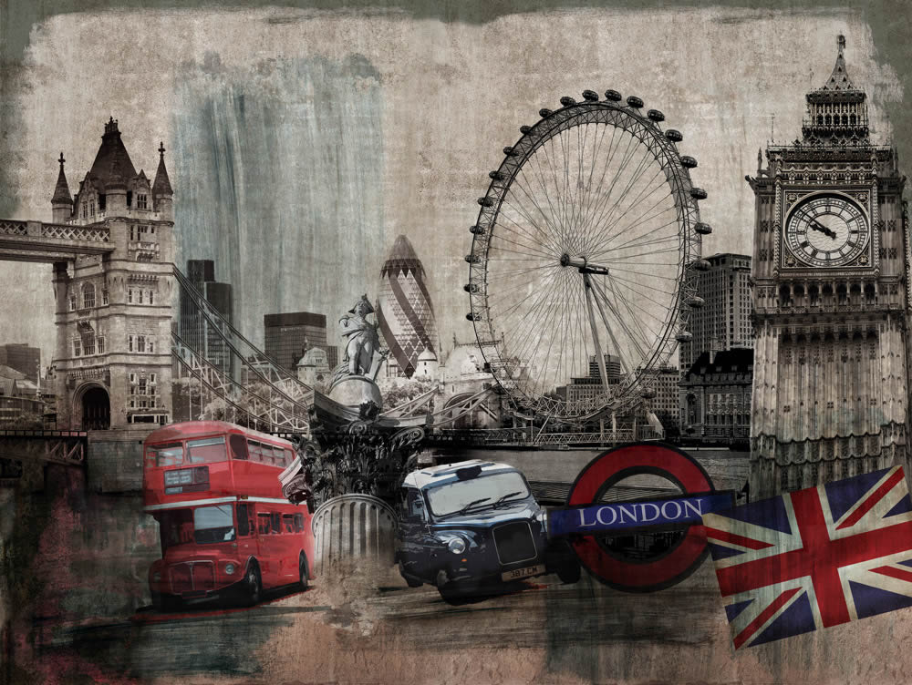 Fototapete 371 x 280 cm London Big Ben Stadt Vintage ML3401