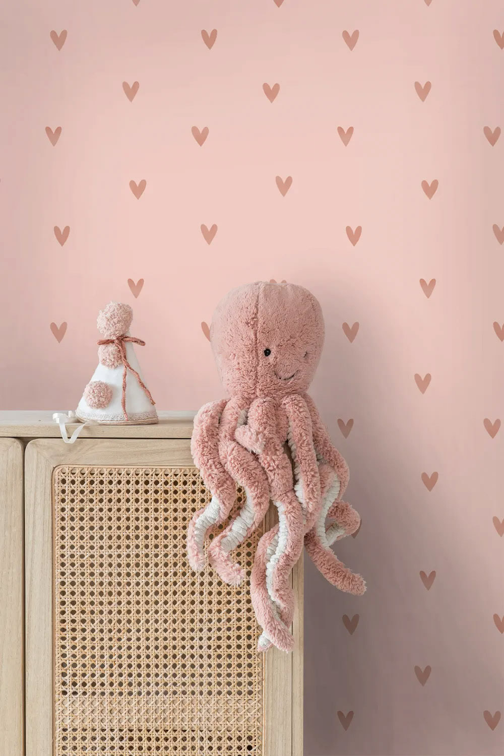 Herzmotiv-Tapete Mädchen-Vliestapete POM POM PIE rosa