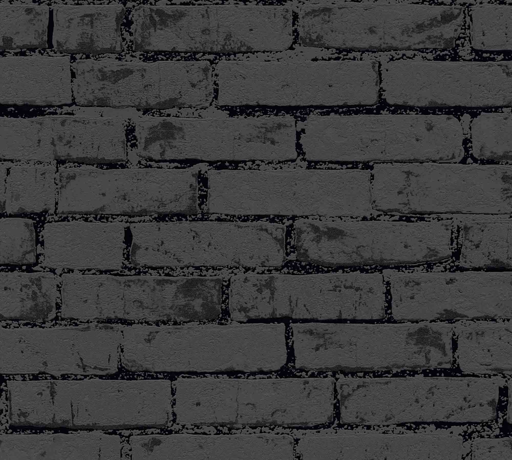 Tapete Backsteintapete dunkelgrau schwarz Vlies 907882