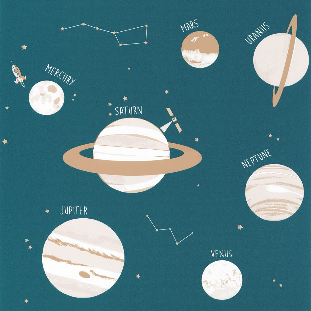 Wallpaper non-woven planets petrol Our Planet OUP101906011-36-OUP101906011.1M