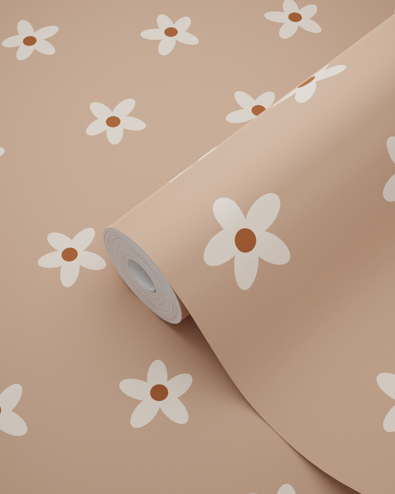 Vintage Blumentapete Vlies Gänseblümchen Pom Pom Pie beige