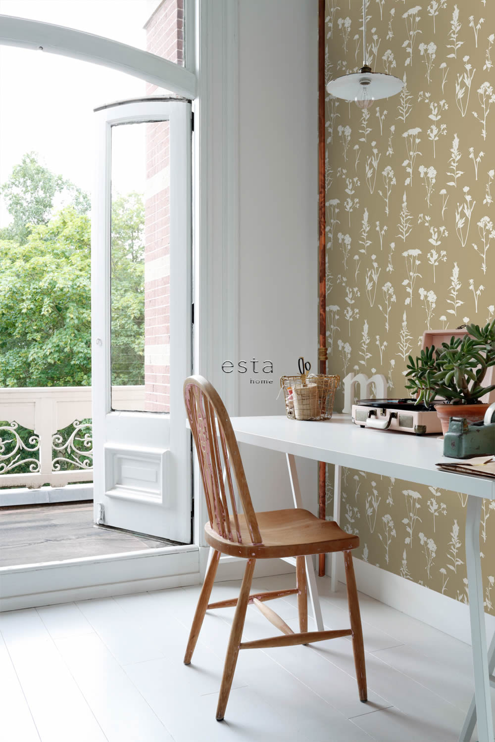 Tapete Skandinavische Blumen minimalistisch beige Vlies 139483