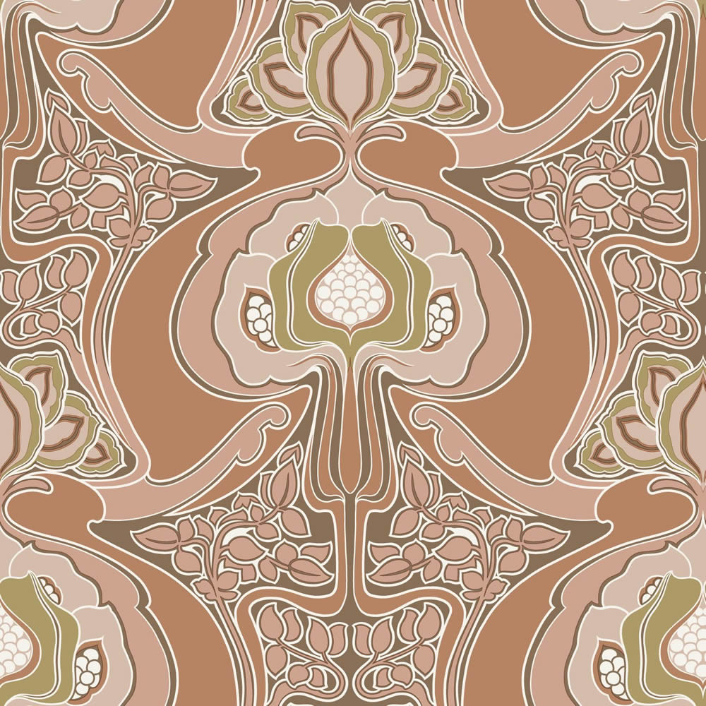Non-woven wallpaper with brown ornaments 139570