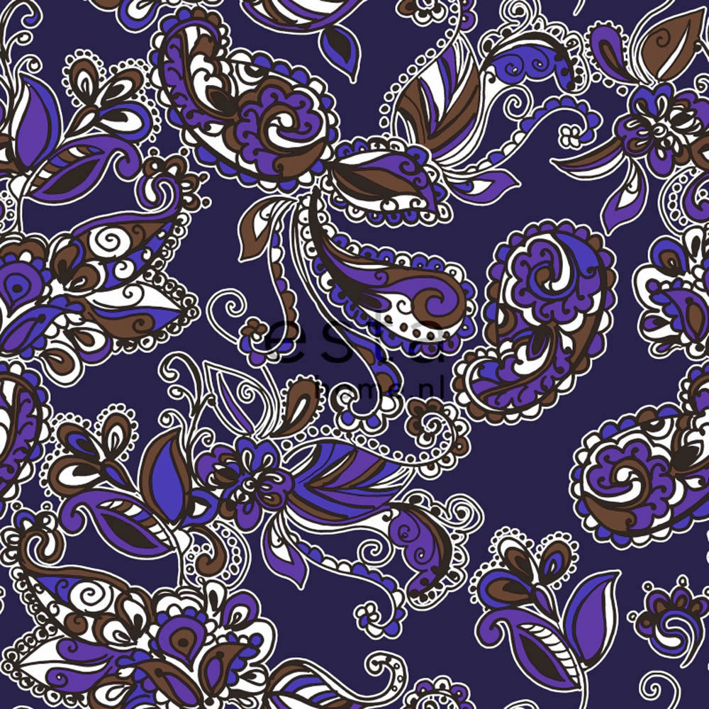 Vliestapete Funky Blumen Paisleys Lila Braun-56-136843
