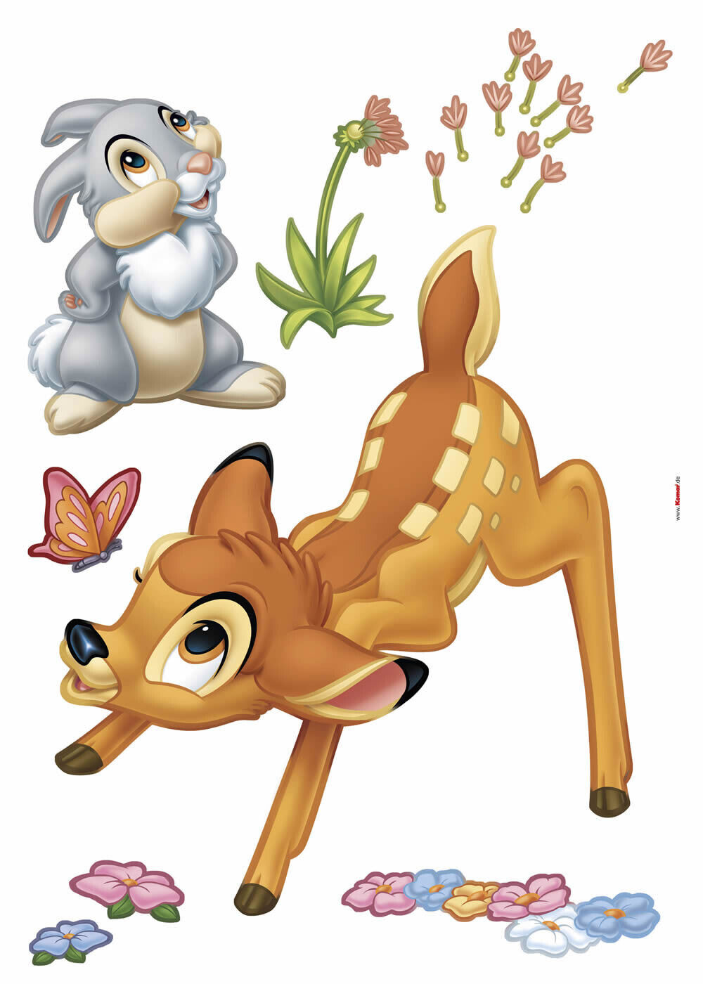 Wandsticker selbstklebend Bambi Rehkitz Klopfer Hase Disney bunt-58-14043