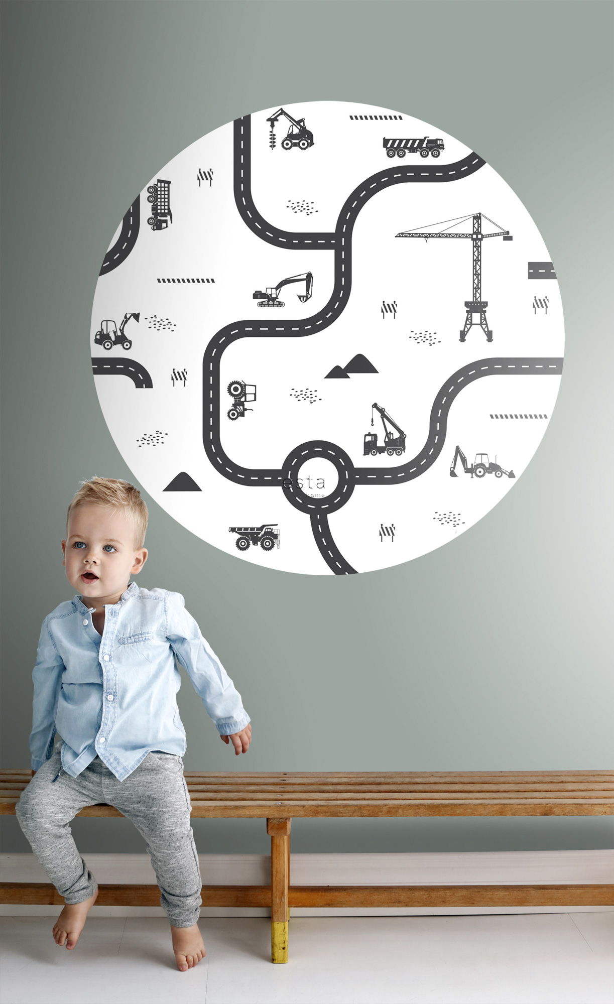 Wandbild Baustelle Straßen schwarz weiß 70 cm 159067