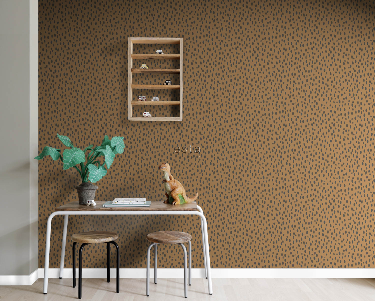 Punktetapete warmorange schwarz Vlies 139257