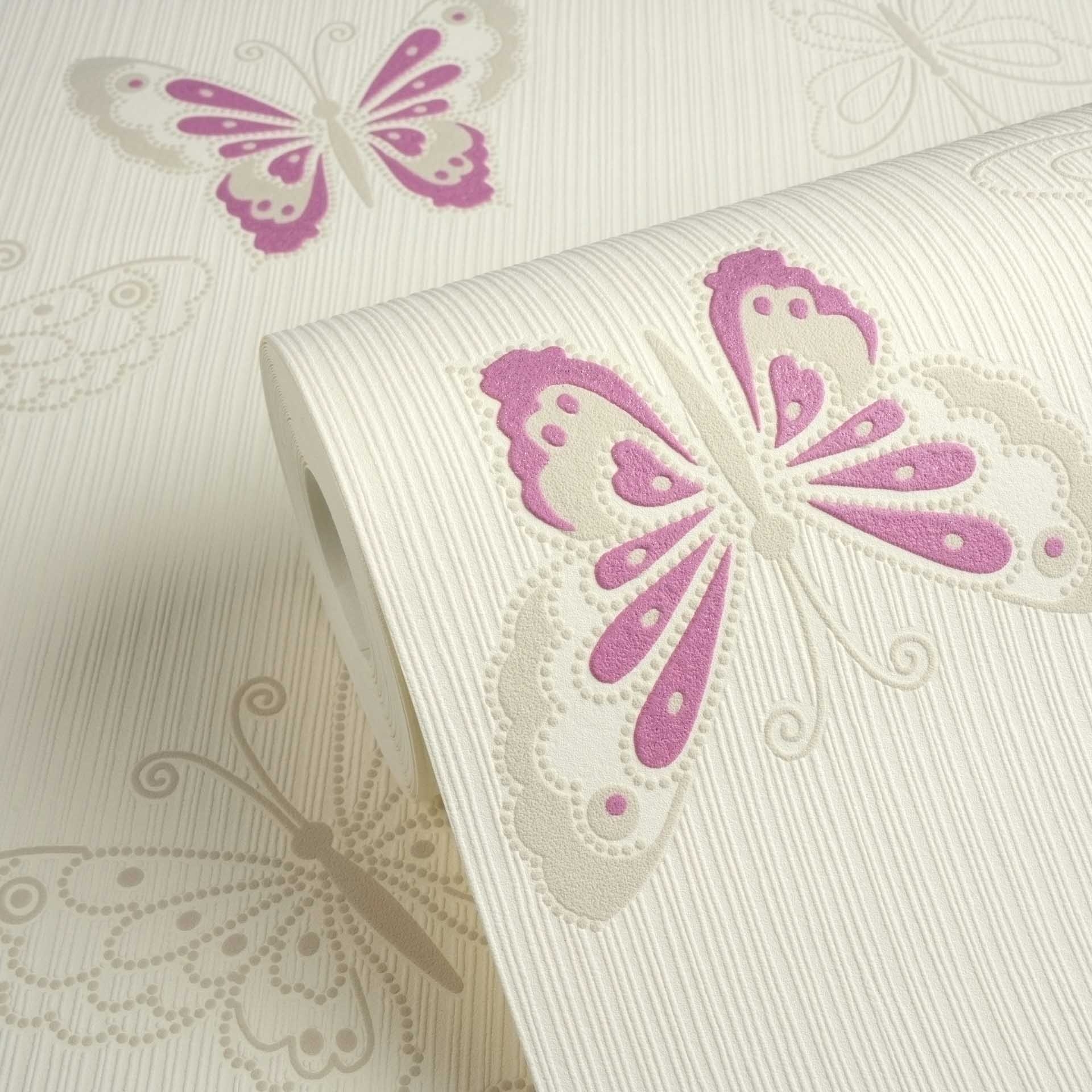 Tapete Schmetterling Tapete lila creme Vlies 347651