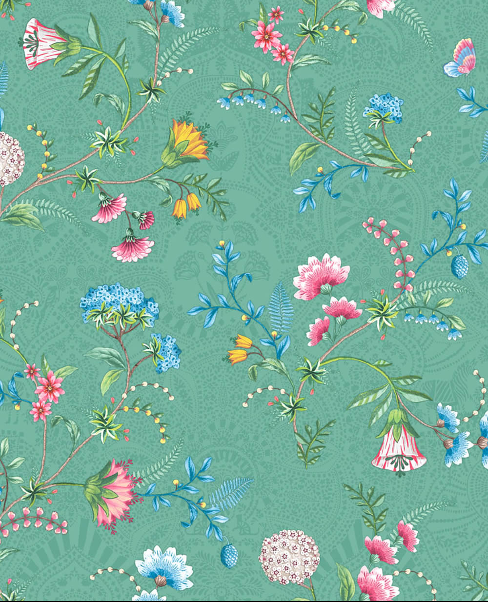 Tapete Vlies Blumen Ranken Türkis-Grün Pip Studio 5 300124