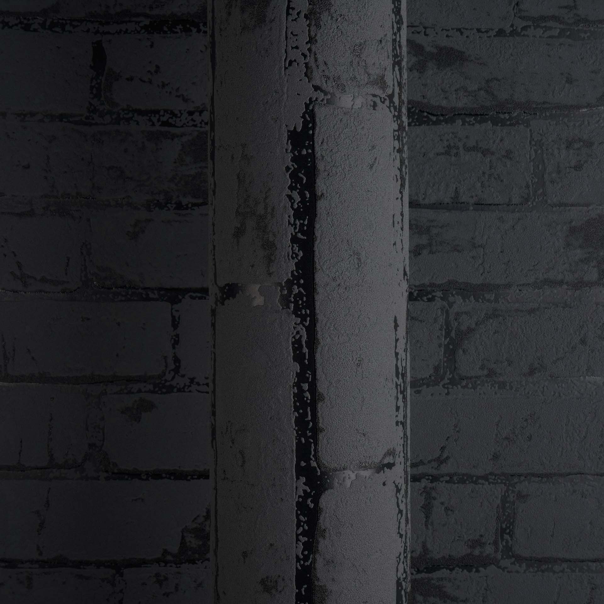 Tapete Backsteintapete dunkelgrau schwarz Vlies 907882
