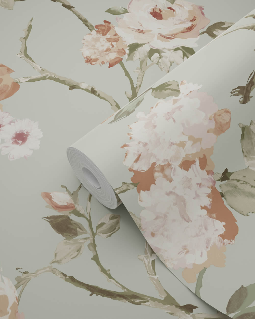 Tapete romantische Blumen Rosen Vintage mintgrün 139291
