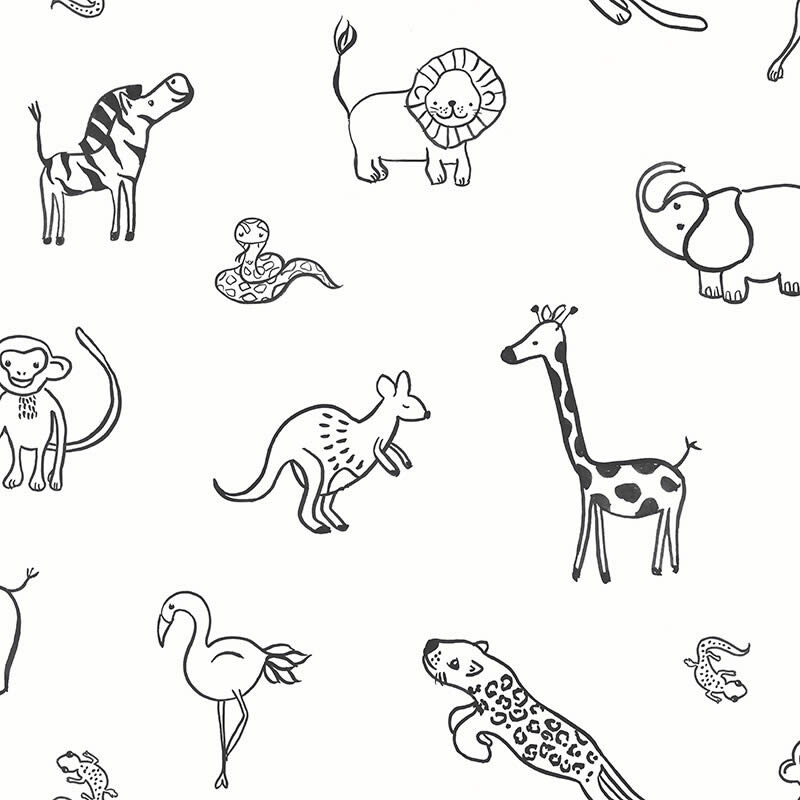 Tapete Vlies Weiß Schwarze Tiere-65-27175