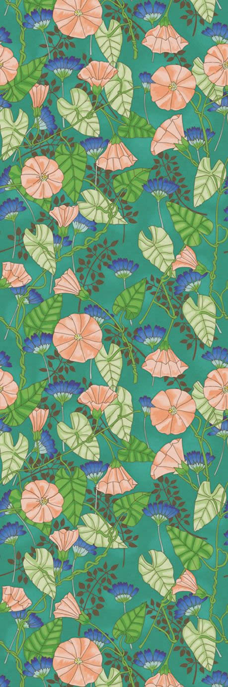 Flowers green non-woven mural leaves-55-383605