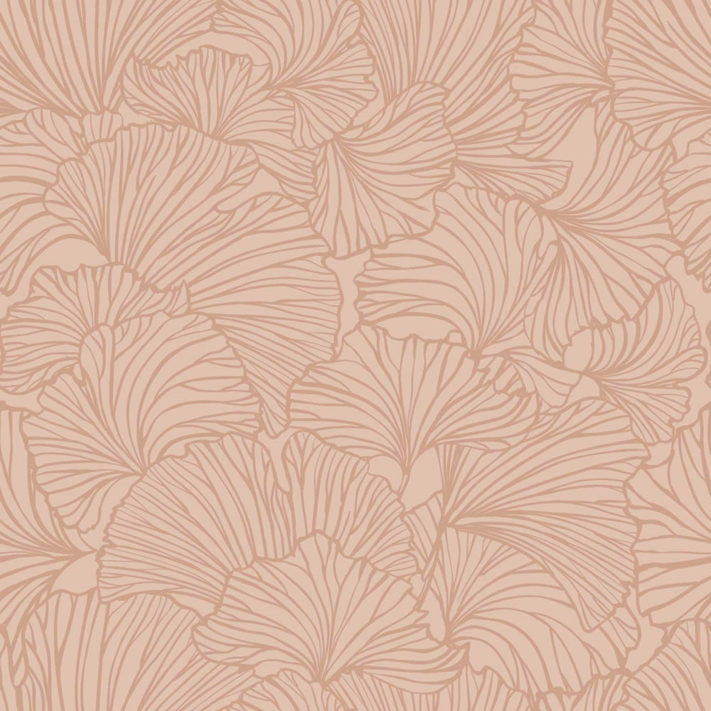 Tapete Blumen Blätter Line Art Vlies rosa terrakotta 139490