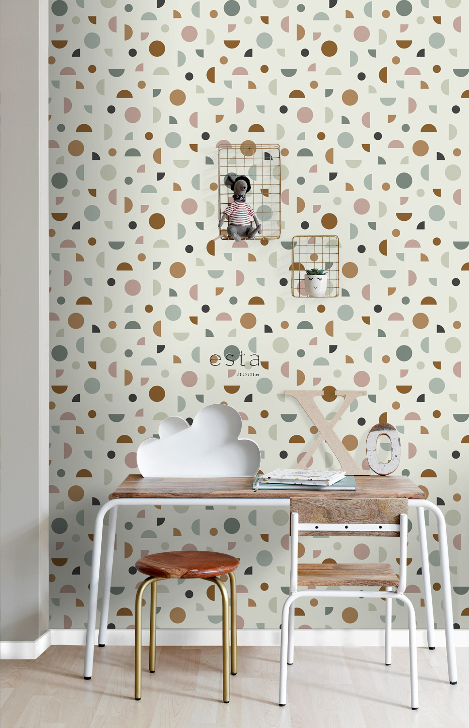 Grafiktapete bunte Formen Kreise Halbkreise Vlies beige 139277