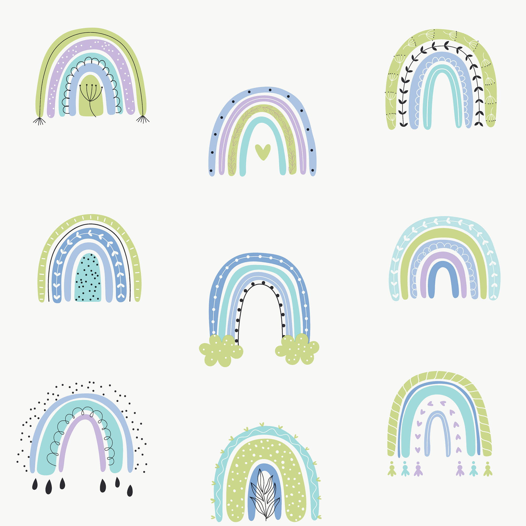 Regenbogentapete weiß Vlies G78585