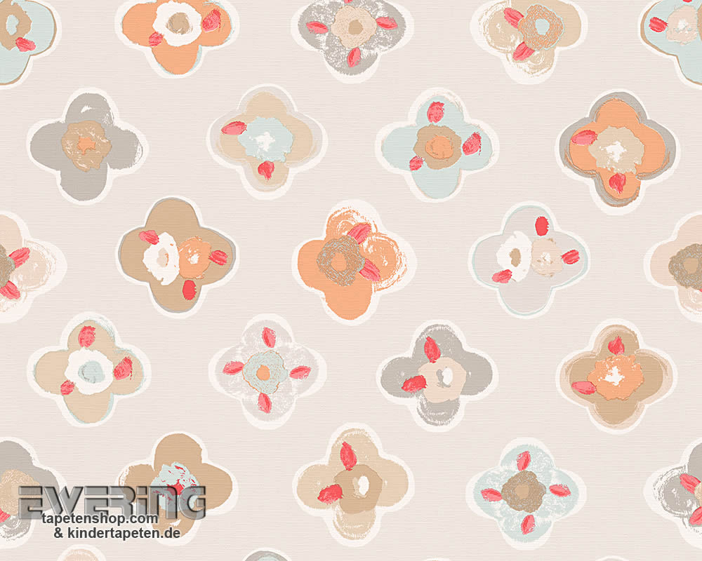 Bright-gray floral retro wallpaper _L-8-96122-1