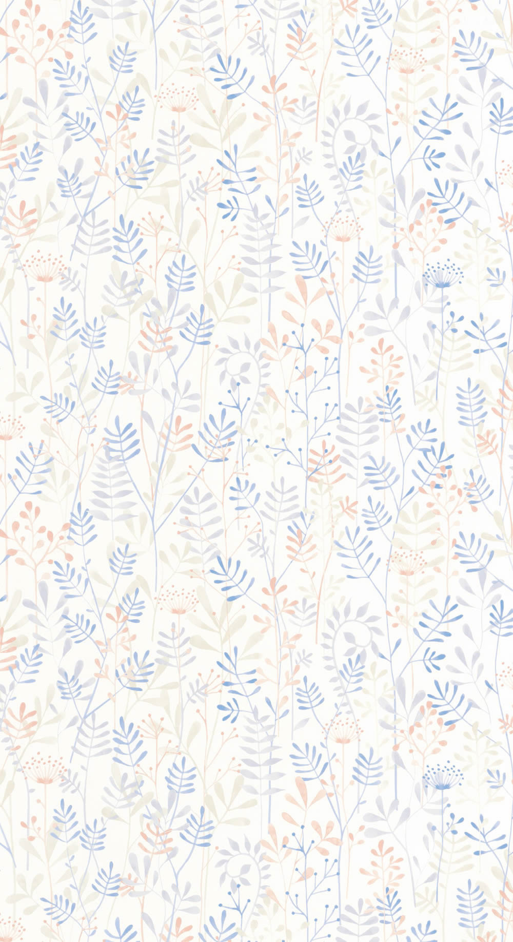 Vliestapete pastellfarbene Blätter Zweige weiß blau OUAT88326782