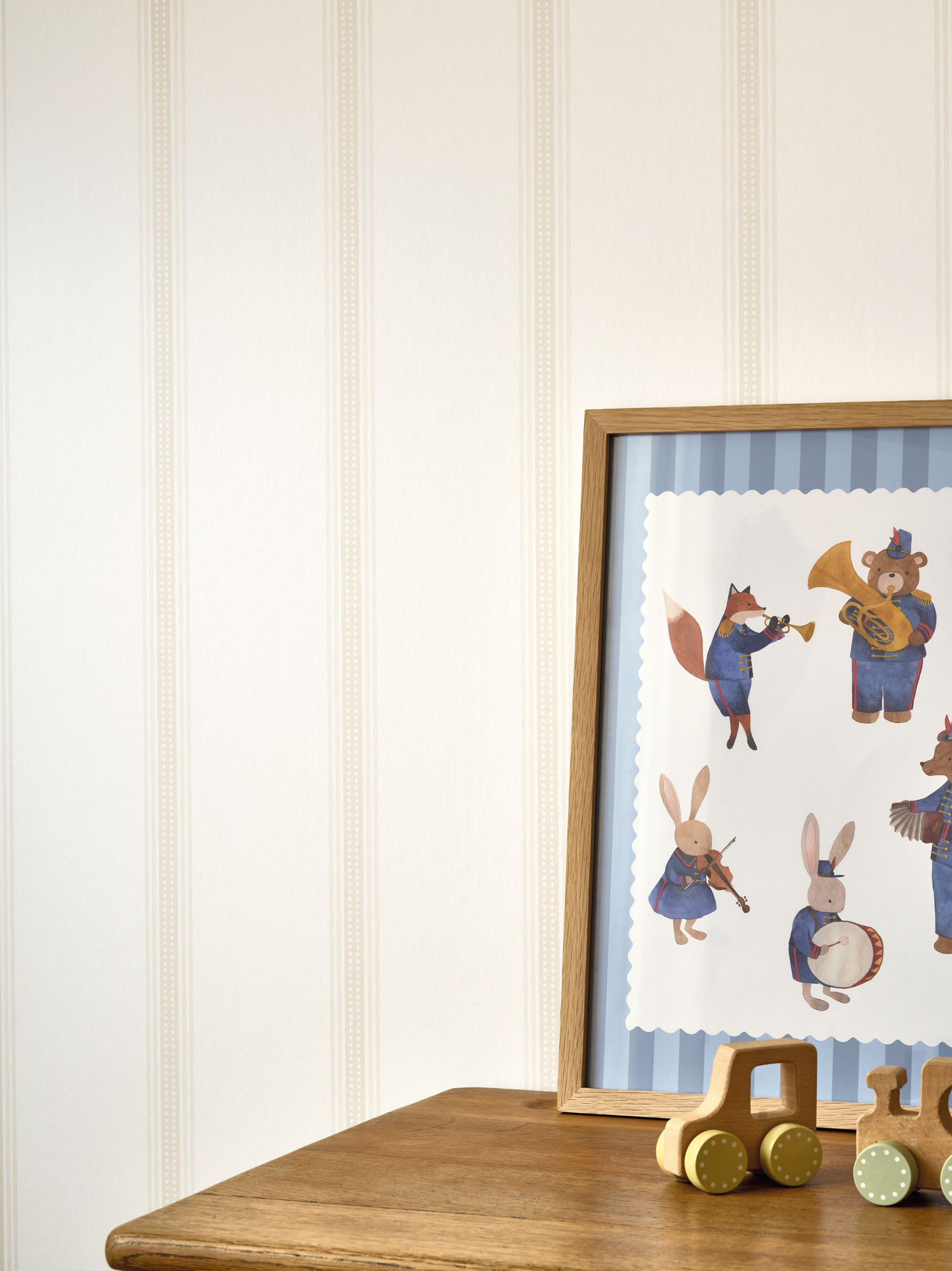 Poster Tiere mit Instrumenten blau gestreift OUTT203065502