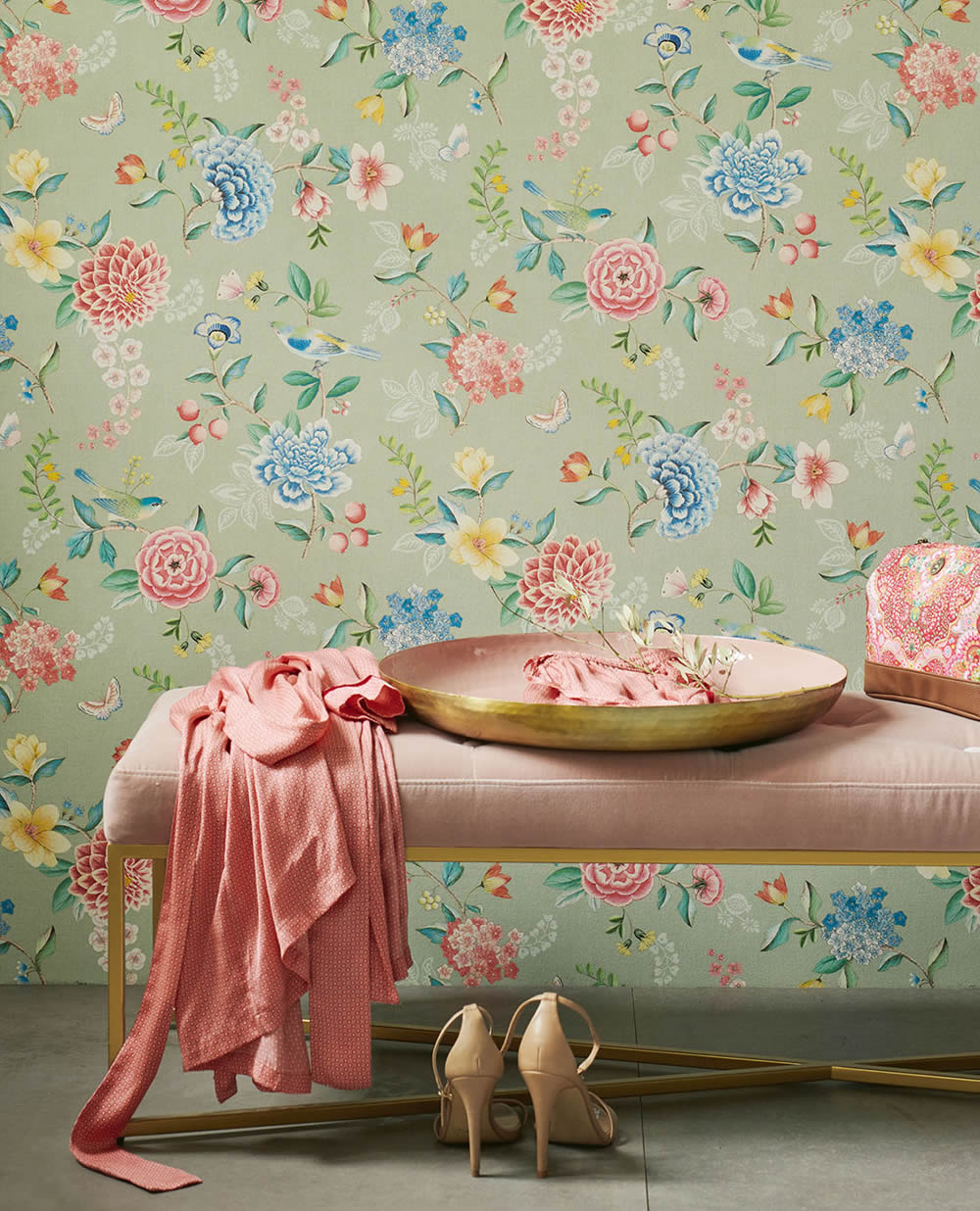Vlies Tapete Lind-Grün Bunte Blumen Pip Studio 5 300103