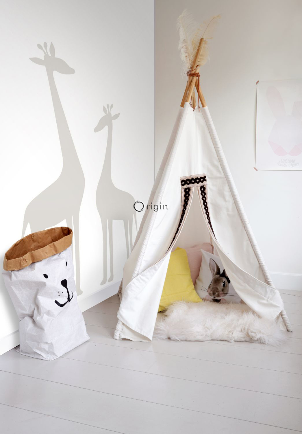Wandbild Giraffen Skandi Style weiß 150 x 279 cm 357219