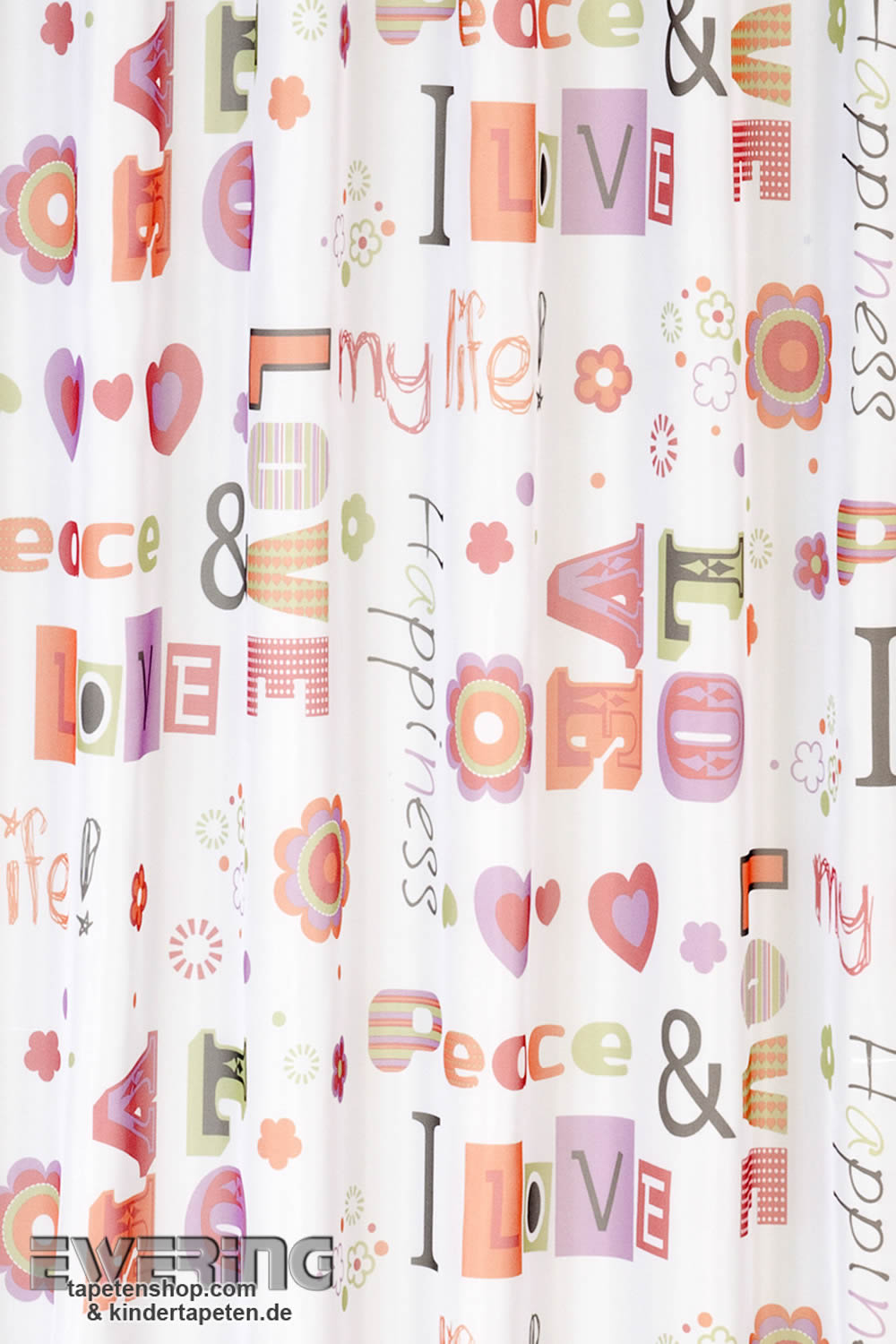 Hippie Weiß Fertigdeko Gardine Bunt