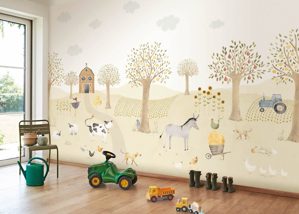 Tractor Farm Animals Mural Pastel Casadeco - Once upon a time OUAT88567712-36-OUAT88567712