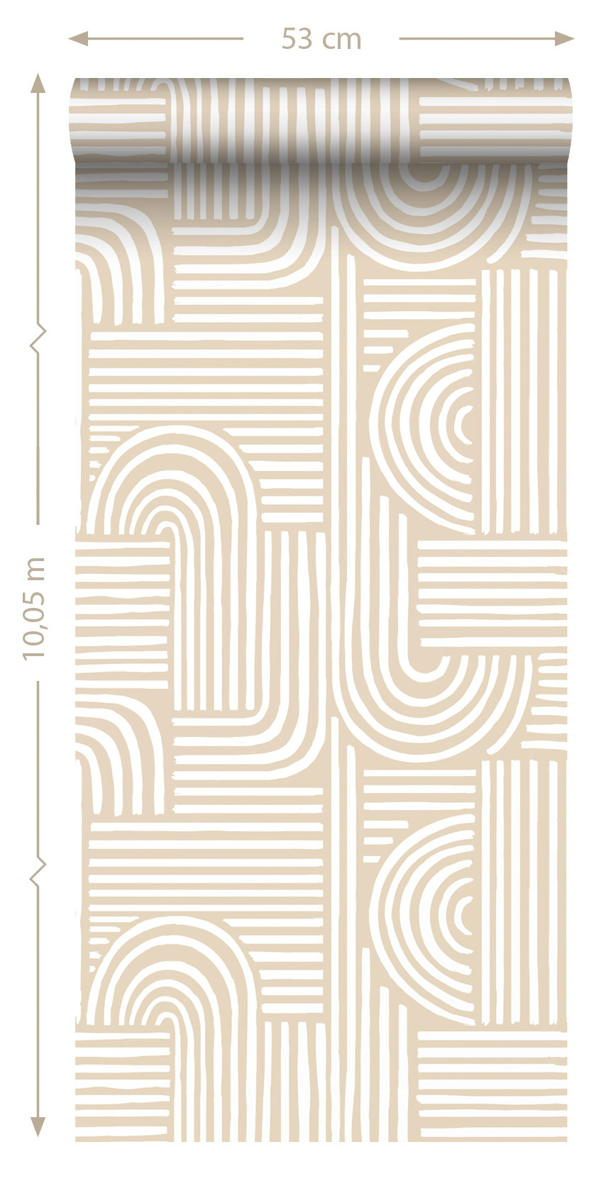 Geometrische Ethnomuster Vliestapete Vierecke zart beige