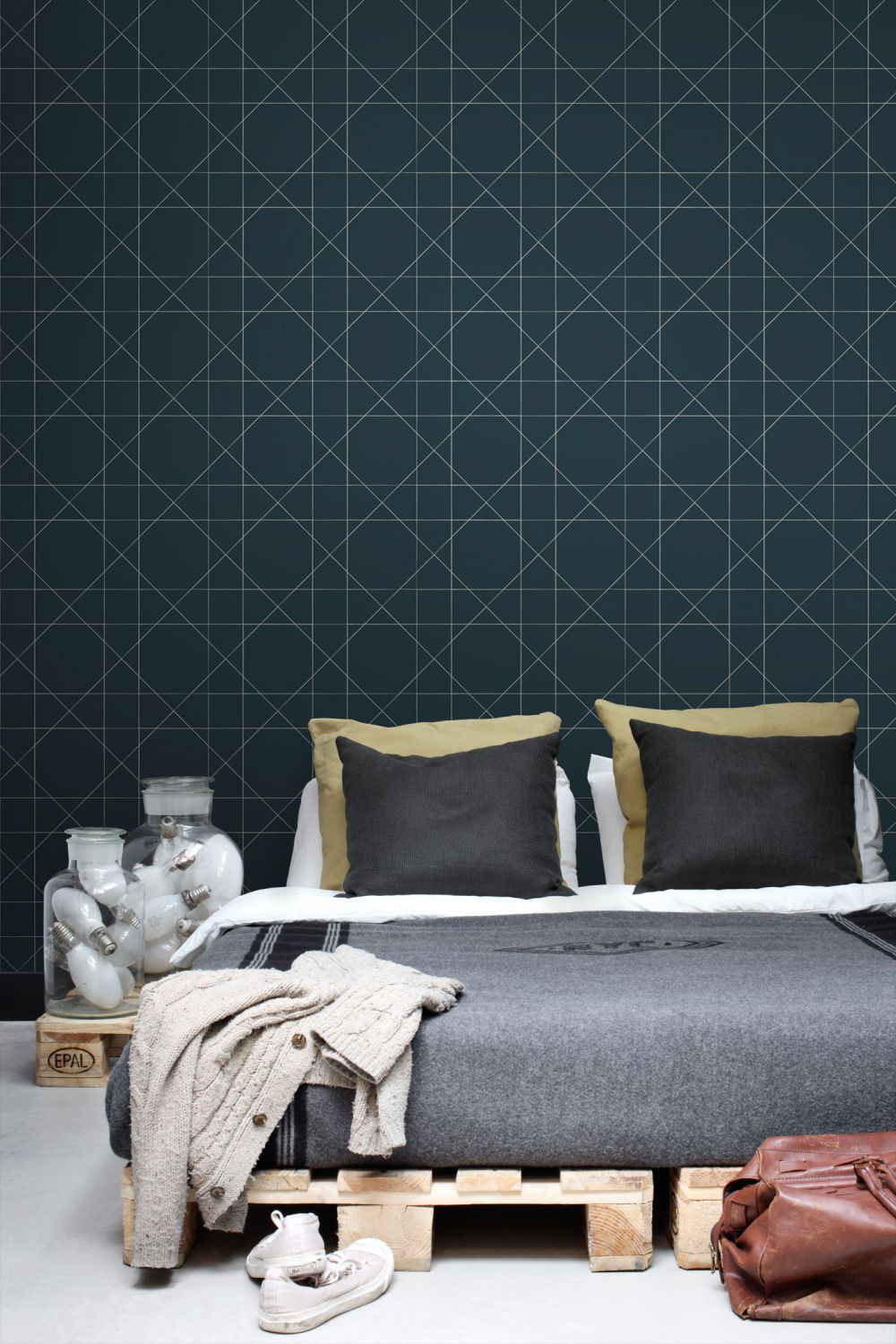 Tapete Geometrische Scandi Tapete Linien grün Vlies 139093