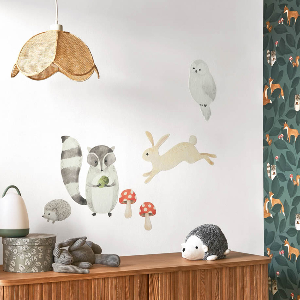 Wandbild vorgekleistert Waschbär Hase Eule Tiere OUAT88579023