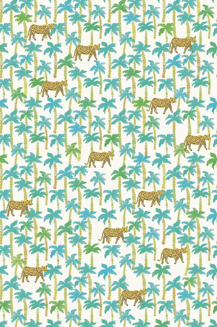 palm trees mural leopard white non-woven-55-383606