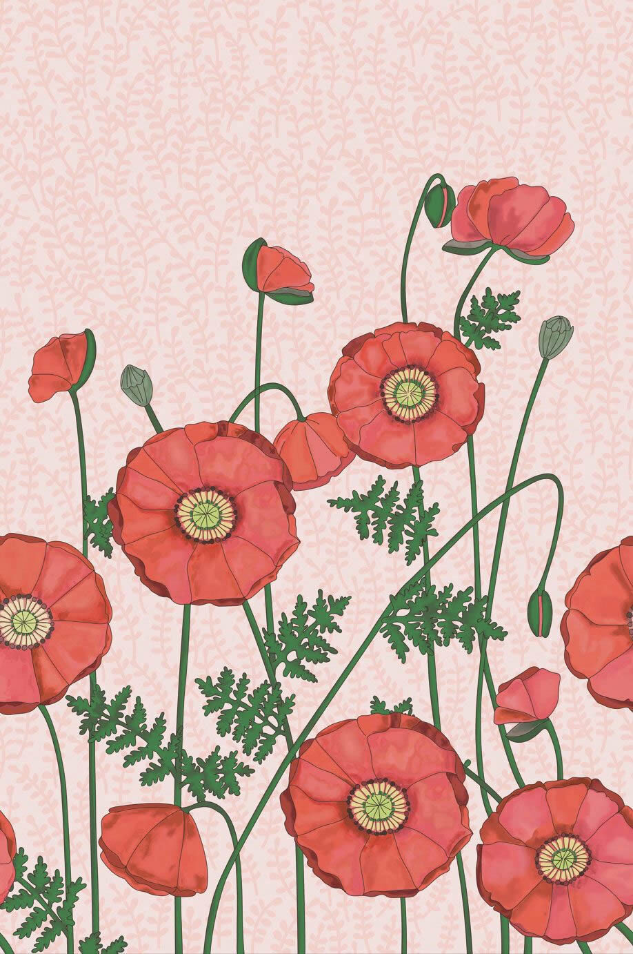 Mohnblumen Wandbild Rot Vlies