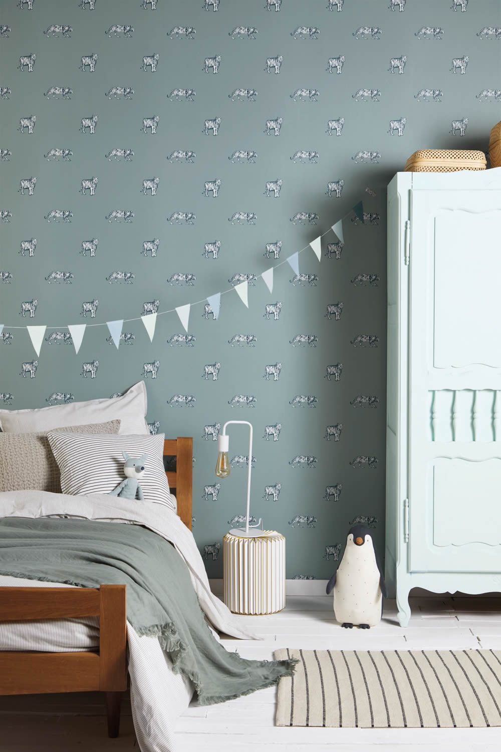 Non-woven wallpaper blue-green white tiger Our Planet OUP101967106-36-OUP101967106.1M