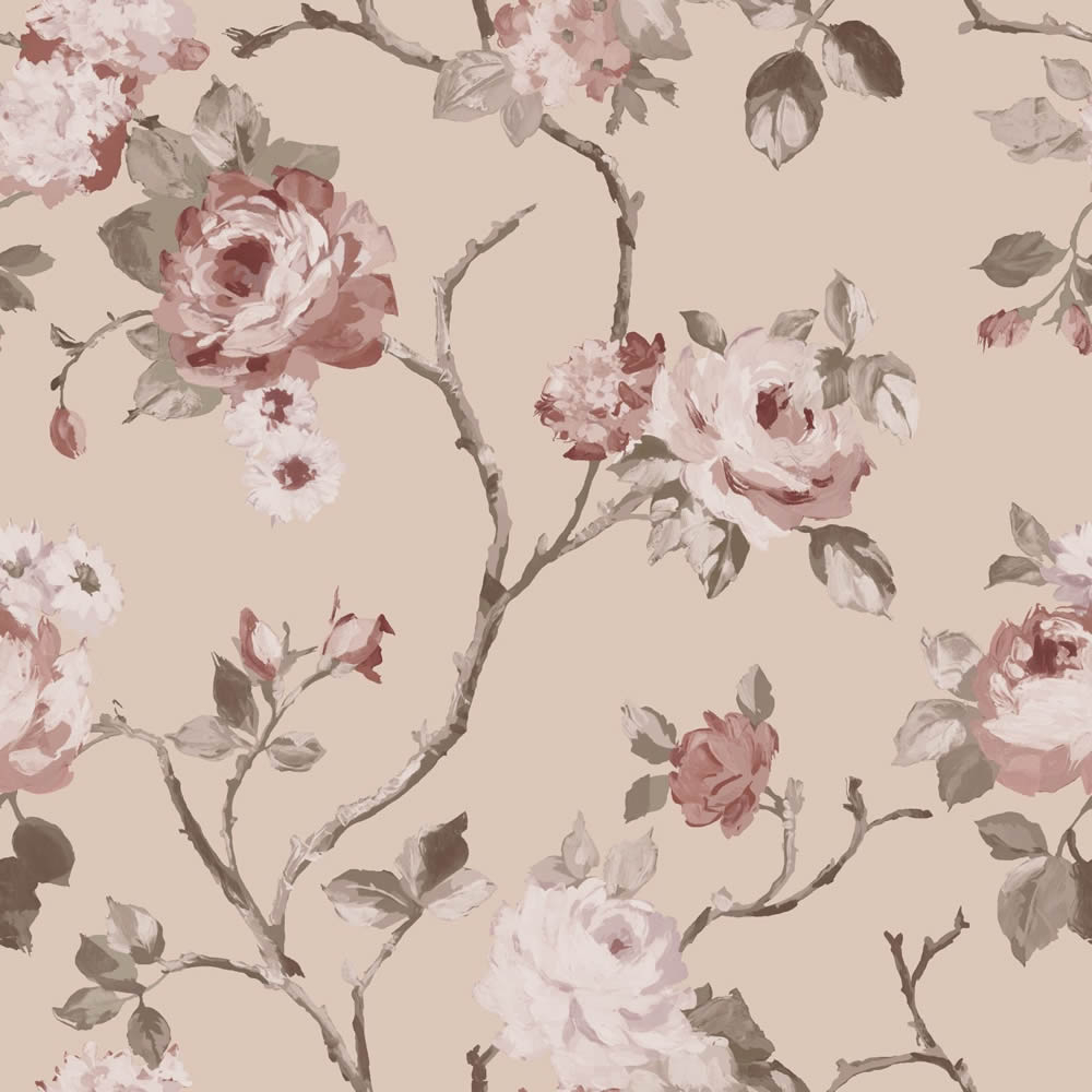 Blumentapete mit Rosenranken rosa Vlies 139476
