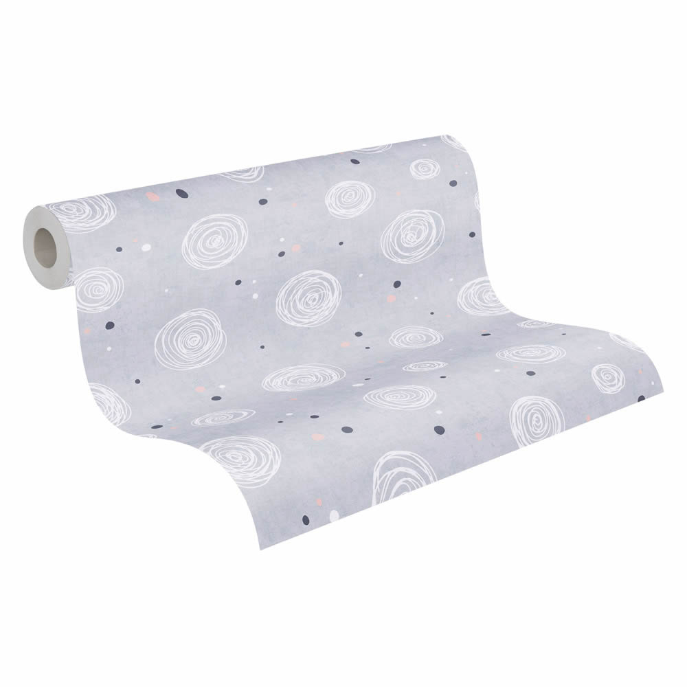 Vliestapete matt abstrakte Kreise Pünktchen grau rosa 771391-8-771391