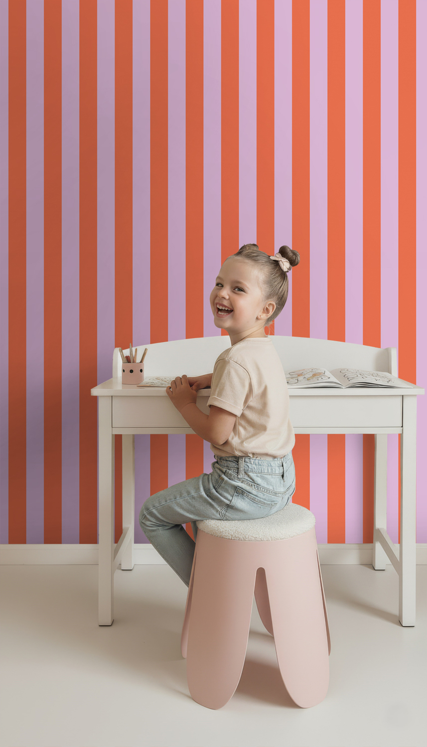Tapete Streifen Tapete Retro orange lila Vlies 139904