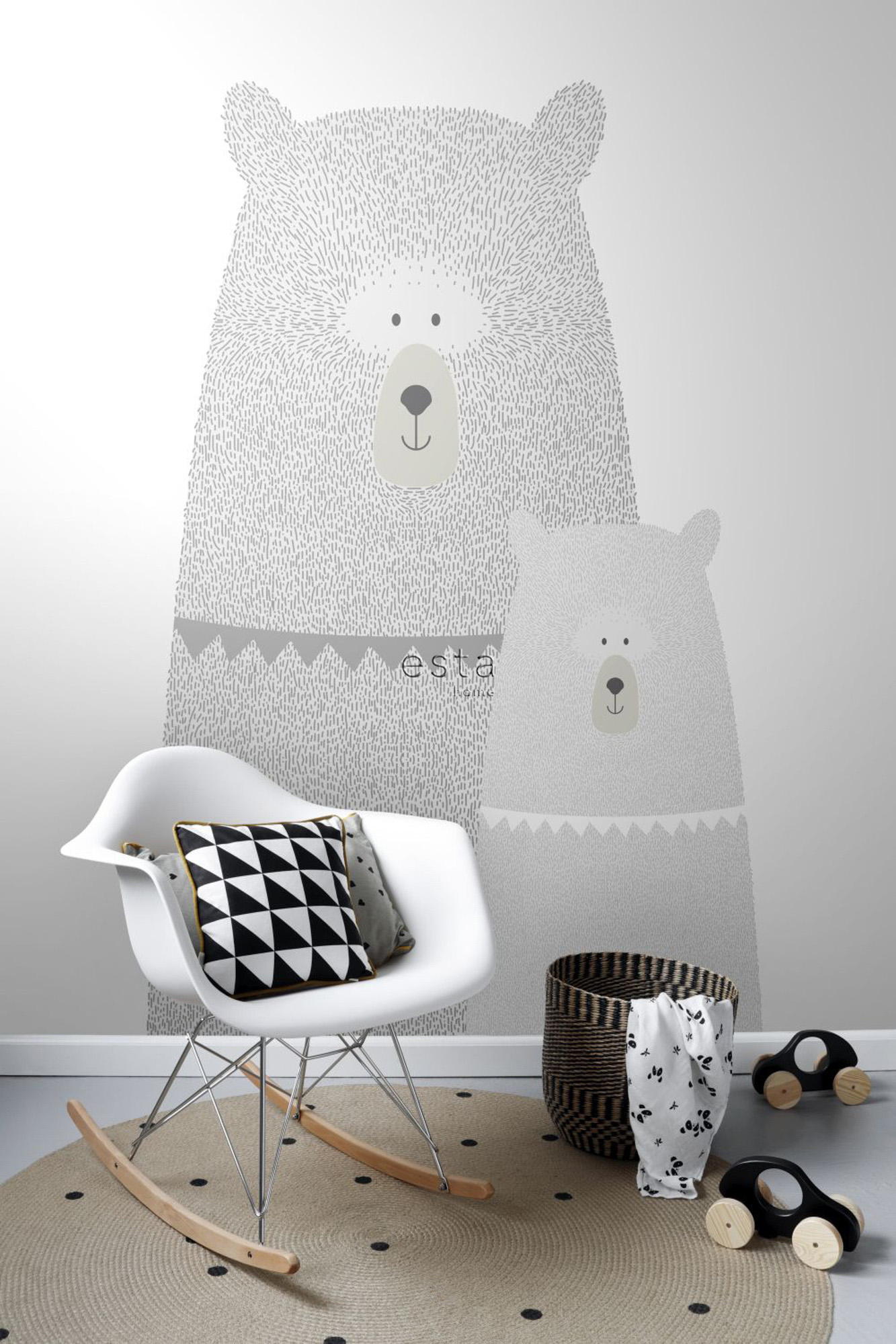 Wandbild Bären Wald hellgrau 186 x 279 cm 158837